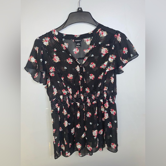 Torrid Polka Dot Floral Blouse - Picture 1 of 4